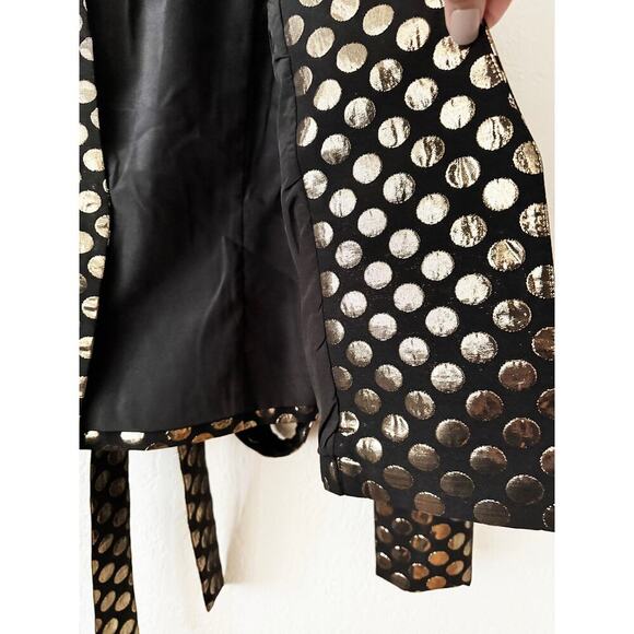 Lovers + Friends Pauline Jacket Cropped Black Metallic Gold Polka Dots Going Out - Picture 12 of 14